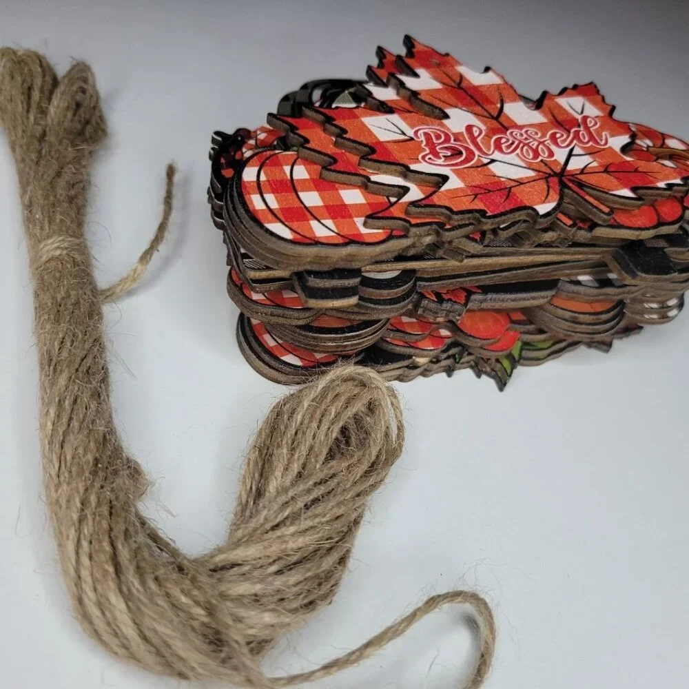 Fall Garland Wood Twine Decor 21 Pieces Plaid Pumpkin Gnome Sunflower Truck‎
